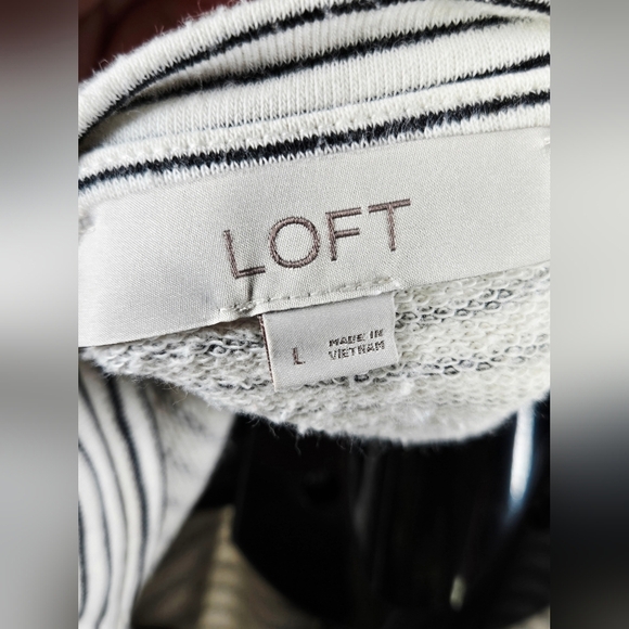 Loft Quiet Luxury Striped Tiered Midi Coastal Chic Swing Dress, Large - Picture 4 of 5